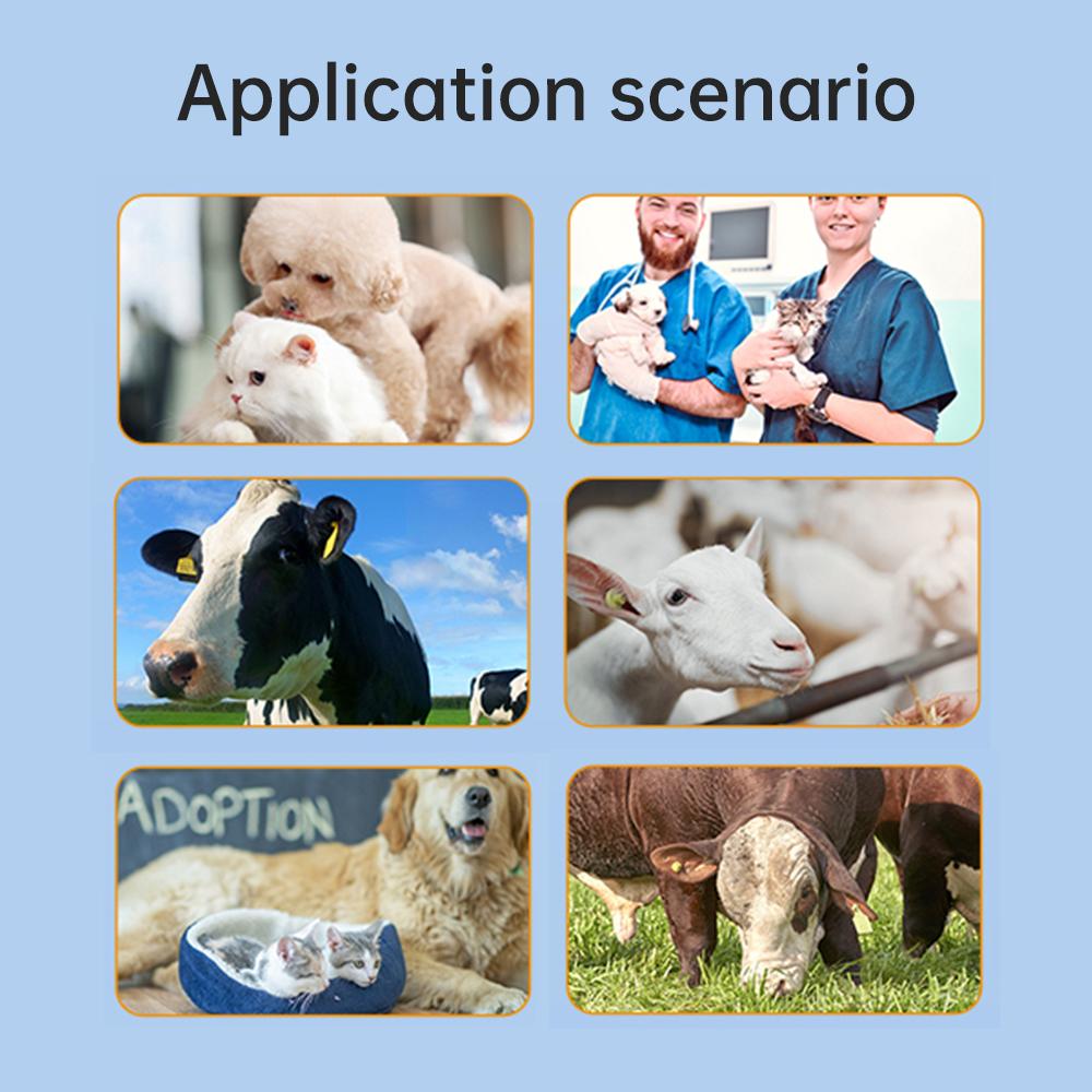Animal Microchip Pet Tag Scanner ID Reader RFID Animal Labels Handheld Reader BT USB 2.4G Connect with 240pcs Informations Storage Function OLED Scre