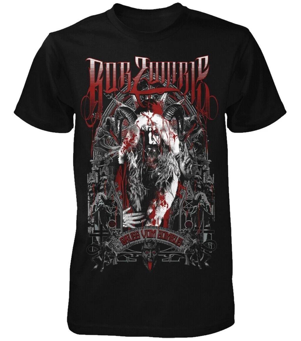 Officially licensed Rob Zombie Krampus Zombie Mens Black 100% Cotton T-shirt Mens Tees Top Rob Zombie Tee XL