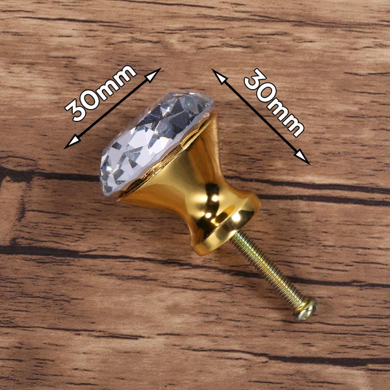KAK 30mm Crystal Cabinet Knobs and Handles Kitchen Handles Drawer Knobs Diamond Dresser Pulls Furniture Knob Cabinet Hardware