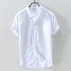 Men's Retro Japanese Linen White Lapel Short Sleeve Shirt