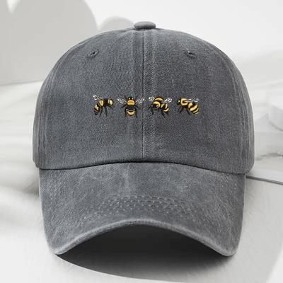 Adjustable Unisex Baseball Cap with Four Bee Patterns Breathable Casual Hat for Outdoor Activities Park Walks Camping