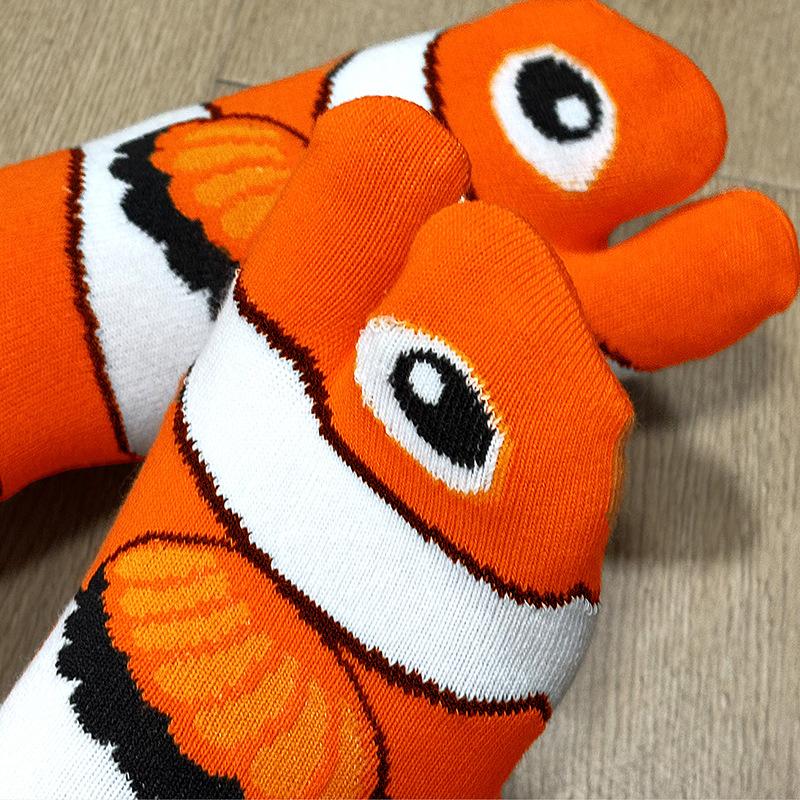 Cartoon Cute Creative Split Toed Clownfish Mid Socks Weat Anti Odor Breathable Soft Socks Ankle Foot Cover Accessories Gift
