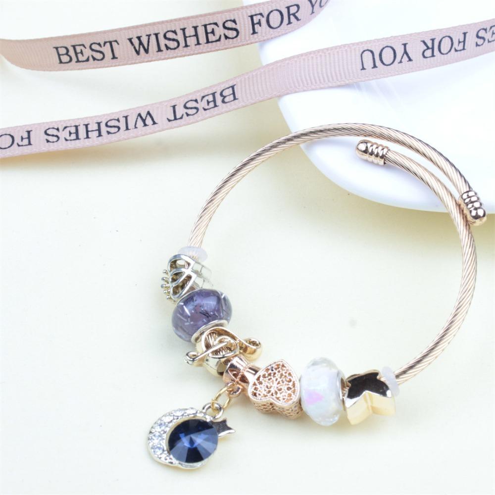Beaded Bracelet Bangle Multi Element Stainless Steel Copper Alloy Open Spring Snake Bone Chain