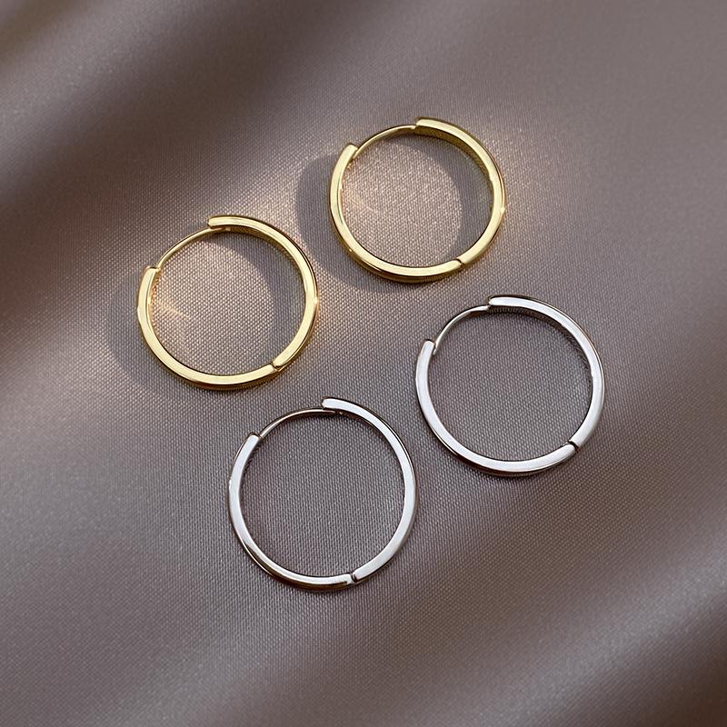 925 Silver Hoop Earrings Simple Circle Jewelry Gift For Women Elegant Sexy Fashion