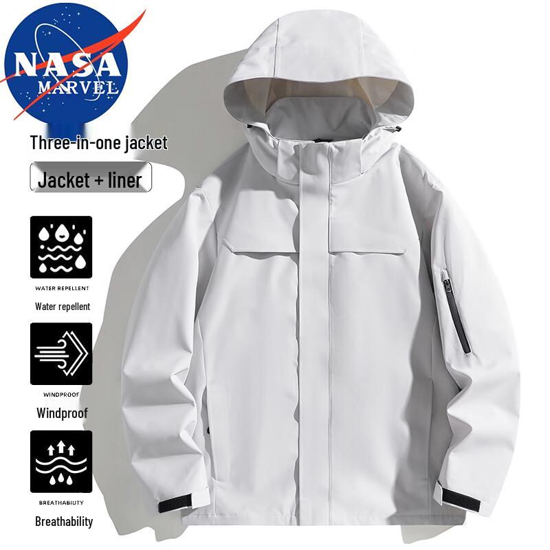 NASA MARVEL Men's 3-in-1 Outdoor Windproof Hooded Jacket