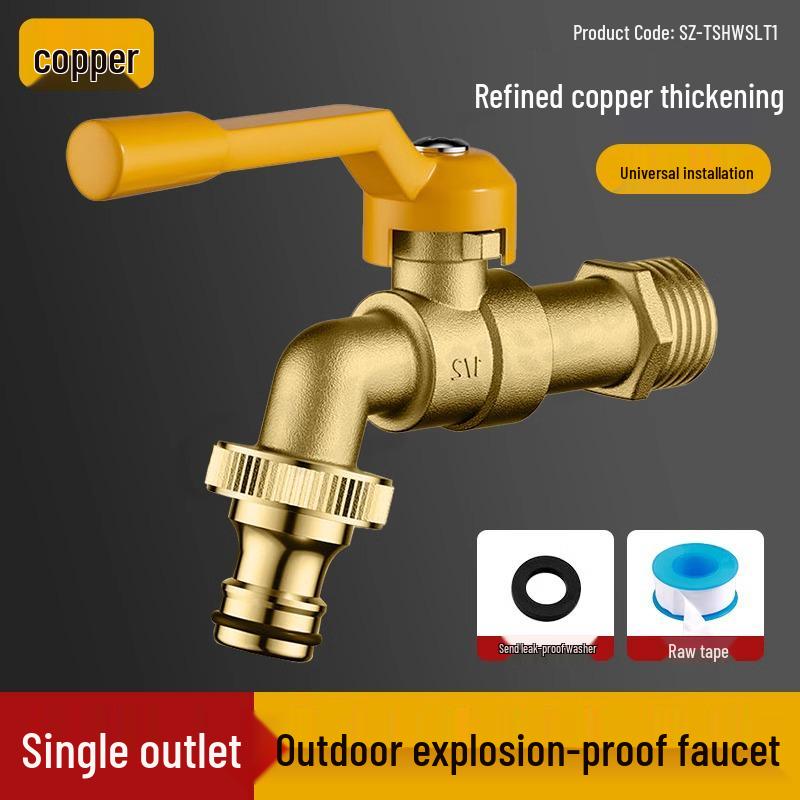 All-Copper Dual Outlet Outdoor Antifreeze Faucet with Lock for Garden and Washing Machine