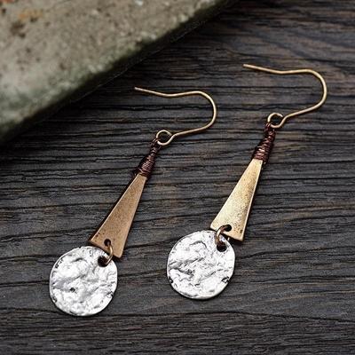 Women Antique Gold Triangle Drop Earrings Vintage Alloy Tassel Earrings Fashionable Geometric Jewelry Earrings Girls' Gifts