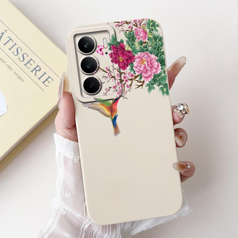 Pro telefon Realme C75 Pouzdro Tekutý Silikon Měkký Zadní Kryt Pro RealmeC75 4G Nárazník Drak Kočka Květina Motýl Luxusní Módní Taška