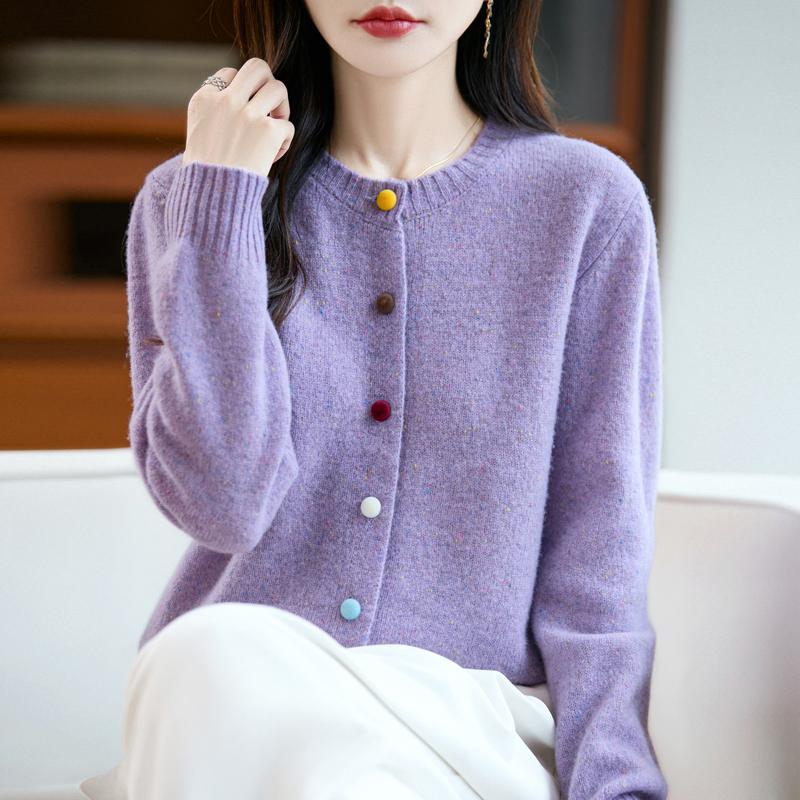 QingHe Cashmere Women's 30% Cashmere Cardigan - Soft & Warm Wool Blend Sweater