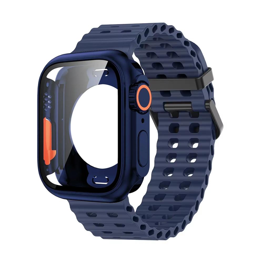 Ocean Silicone Strap+PC Case For Apple Watch Band  Series 11 10 46mm Metal Buckle Sports Bracelet Wristband iWatch 9 8 7 6 5 SE