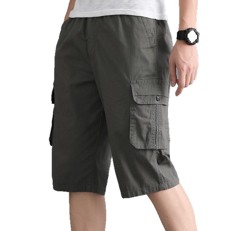 Pánské Streetwearové Ležérní Šortky Módní Volné Rovné Kapsáčové Šortky Pod Koleno Bavlněné Jogger Šortky Pánské Zkrácené Kalhoty