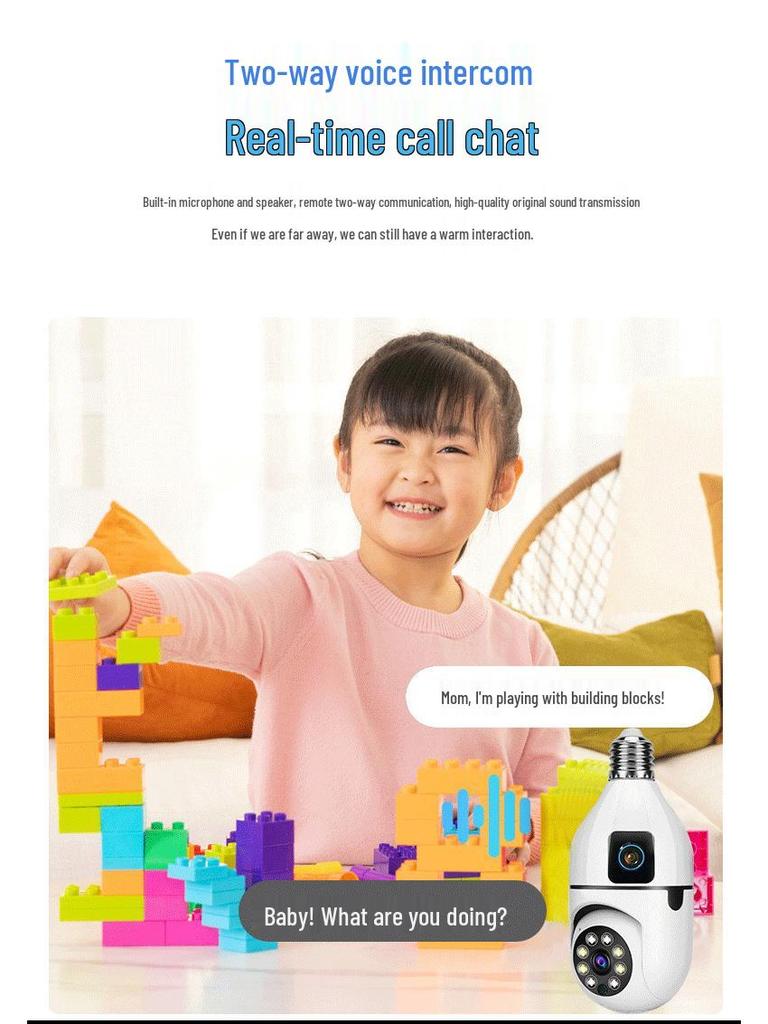 V380 AI Intelligent Dual-Screen Camera with 360° Rotation and Full-Color HD WiFi Monitoring