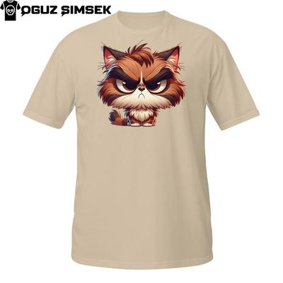 Camiseta del Gato Gruñón – Gatito de Dibujos Animados Enojado con Actitud para Rebeldes Lindos Unisex