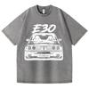 Retro Vasket Vintage T-skjorte E30 Bil 100% Bomull T-skjorte Fleece Tykk Varm Dame Herre Hip Hop Trykket Rund hals T-skjorte