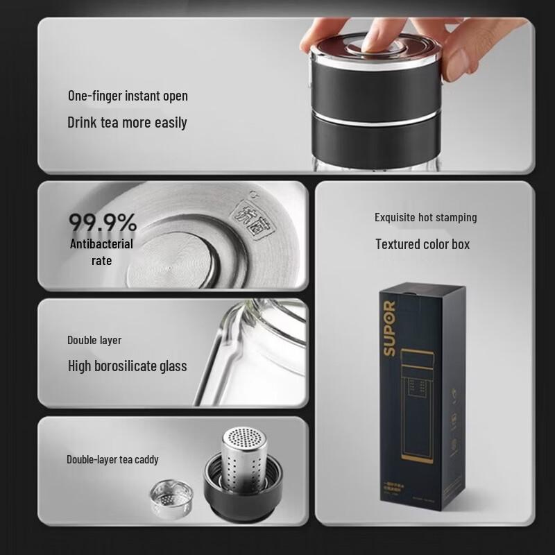 SUPOR Double-Layer Tea Infuser Glass Cup