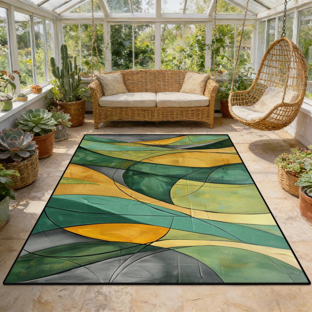 Modern Abstract Geometric Fluffy Sunroom Rug Living Room Decoration Aesthetic Antiskid Carpet Big Size Easy Clean Soft Floor Mat