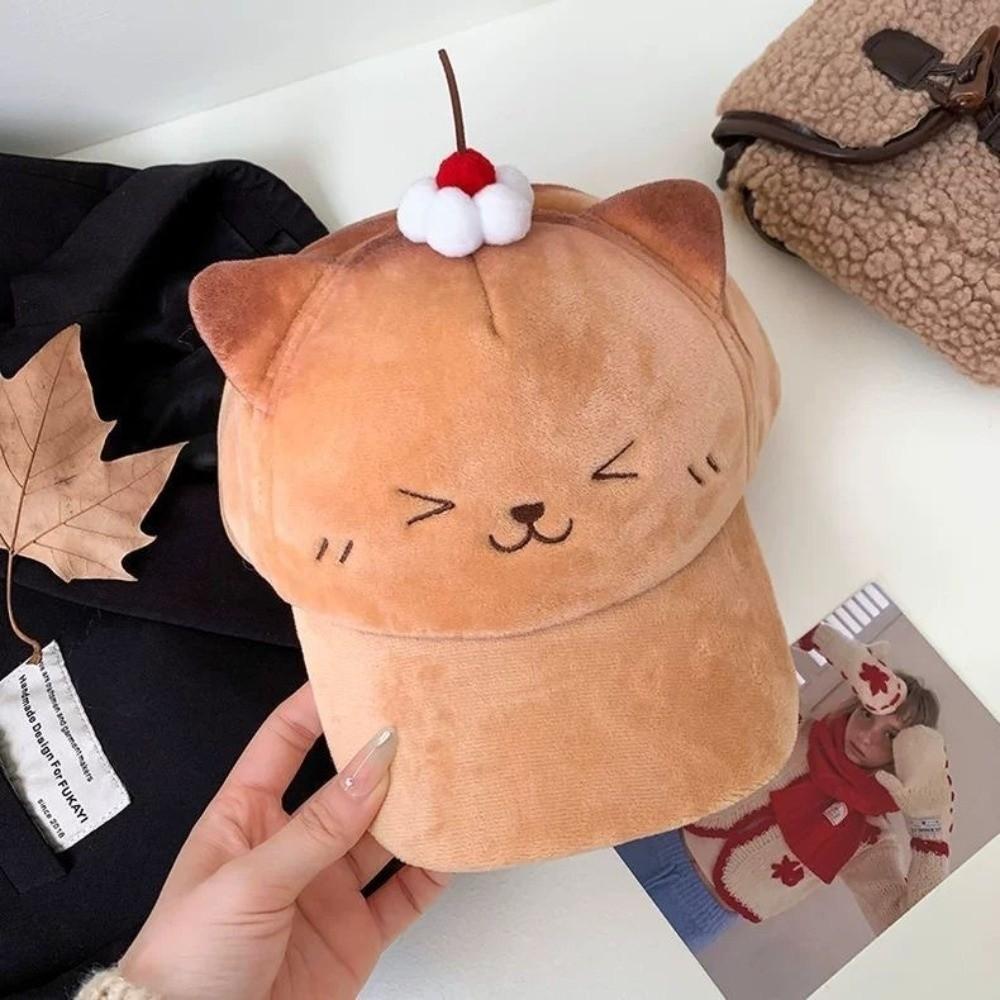 Comfortable Sweet Bear Sun Protection Cap Cute Cartoon Cat Duckbill Cap Cherry Baseball Cap  Daily