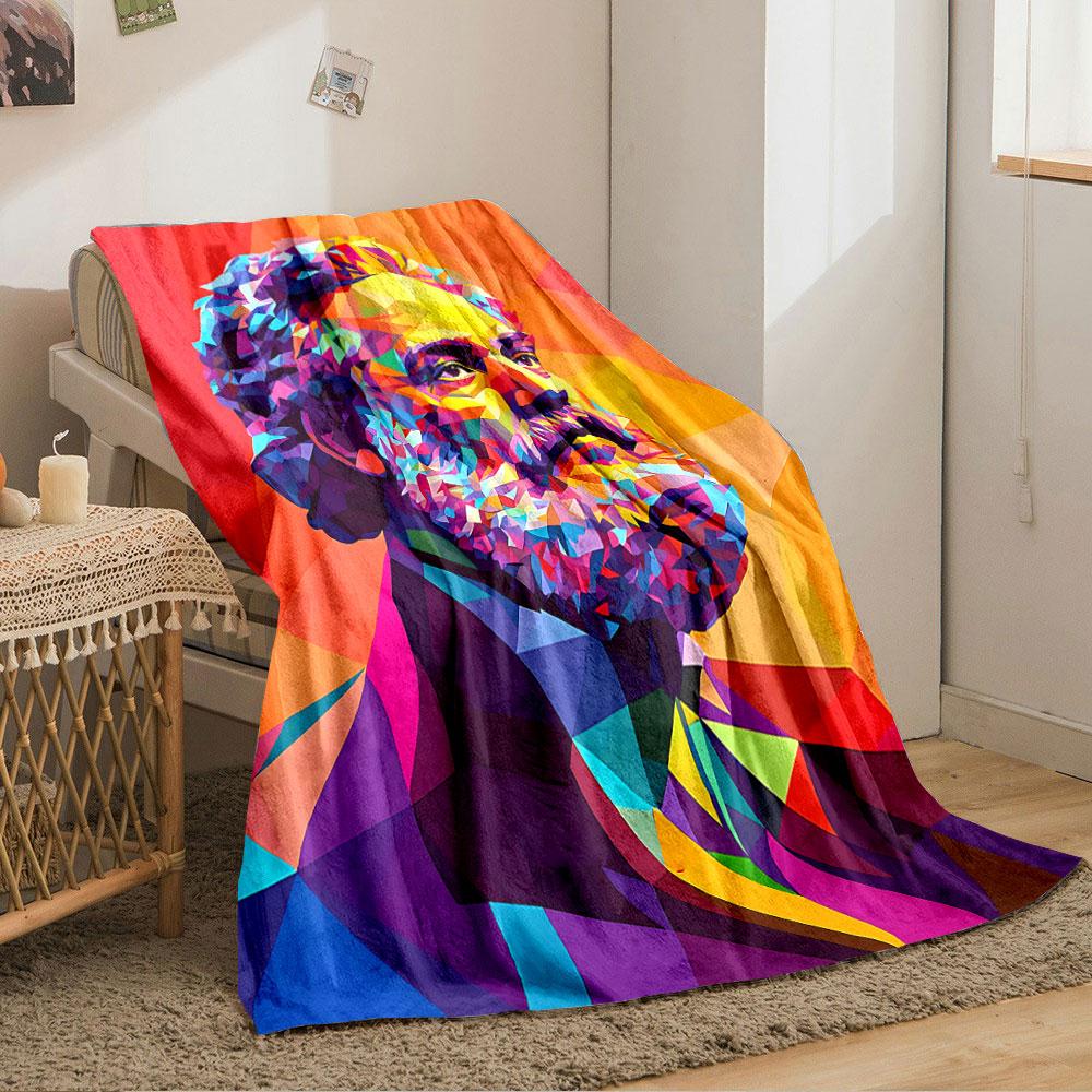 Colorful Geometric Portrait Blanket for All Seasons Blanket Lunch Break Throw Gift