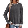 Women's Winter Color-Block Printed Lightweight Brushed-Cotton Round Neck Top