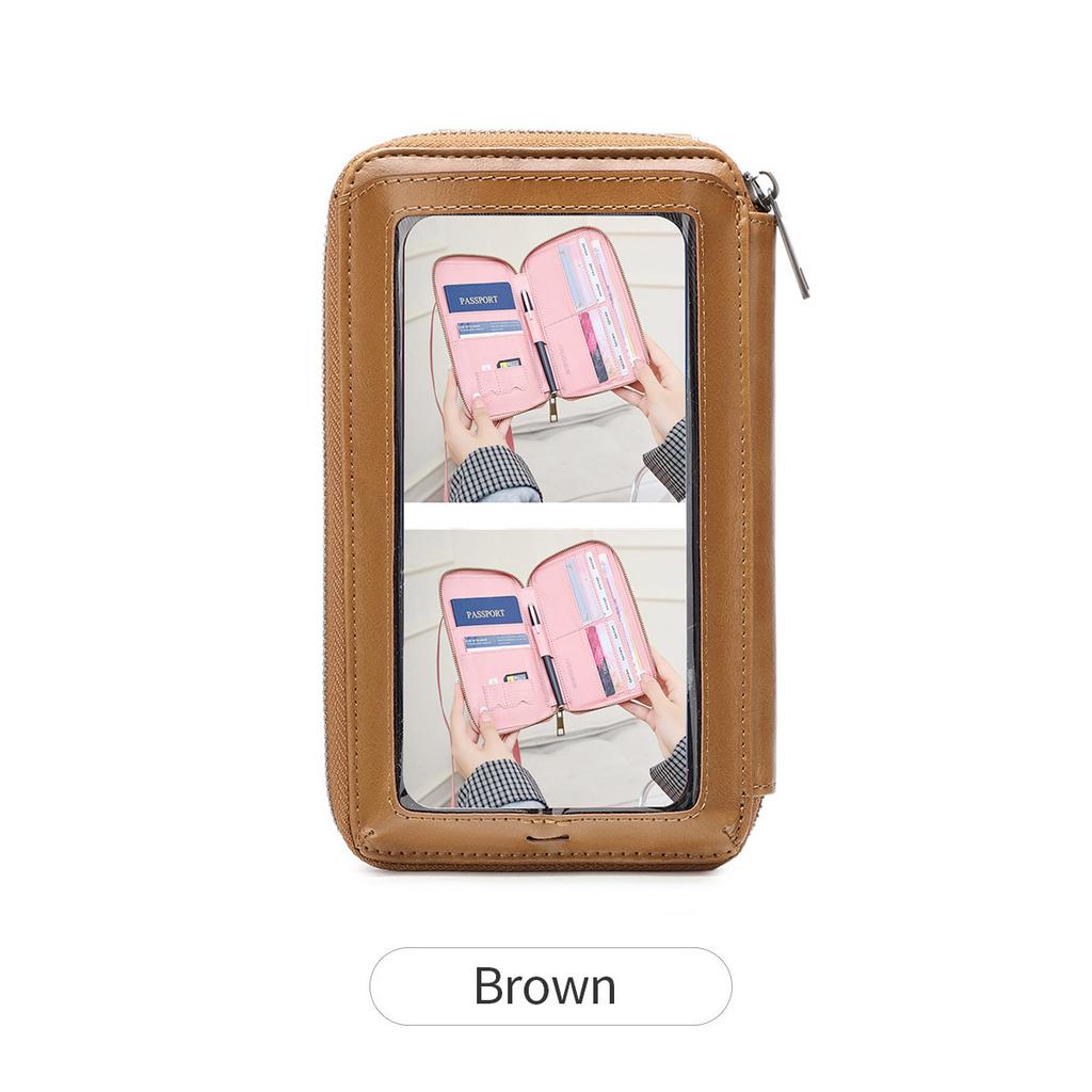 New Touch Screen Mobile Phone Bag Multi-function Passport Wallet Certificate Storage Bag Women's Versatile Messenger Bag