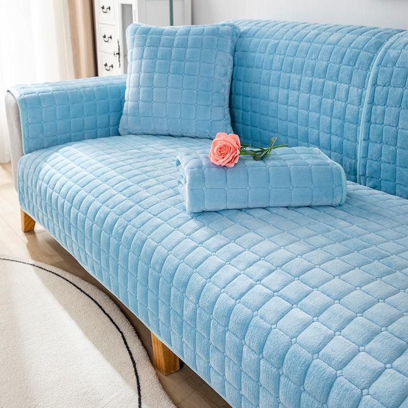 Universal Velvet Sofa CushionThickened Warm Plush Sofa Cover Living Room Cushion Non-Slip Furniture Decoration Dust Cover Winter