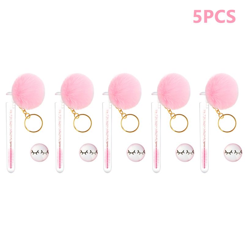 Eyelash Brush Tube With Pompom Lash Extension Makeup Brush Dustproof Eyebrow Comb Beauty Tools