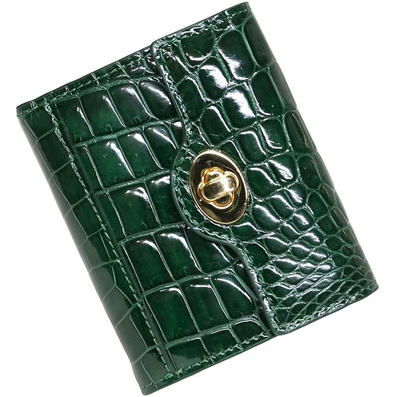 

[FashionBerry] green crocodile trifold wallet enamel ladies trifold wallet mini wallet thin wallet compact wallet small wallet folding genuine leather