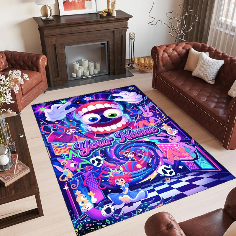 Personalized Crystal Velvet Carpet Custom Name Text,The Amazing Digital Circus Anti Slip Area Rug For Home Decoration