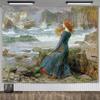 John William Waterhouse Artworks The Lady of Shalott Tapestry Wall Hanging Oil Paintings Home Decoration Aesthetic Tapestries