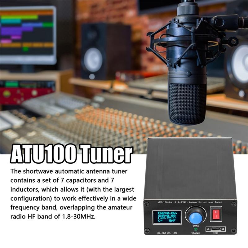 

A25F-Mini Automatic Antenna Tuner ATU-100-0A 1.8-55Mhz 0.91Inch OLED Display Aluminum Alloy Outcase& 1500Mah Battery чёрный