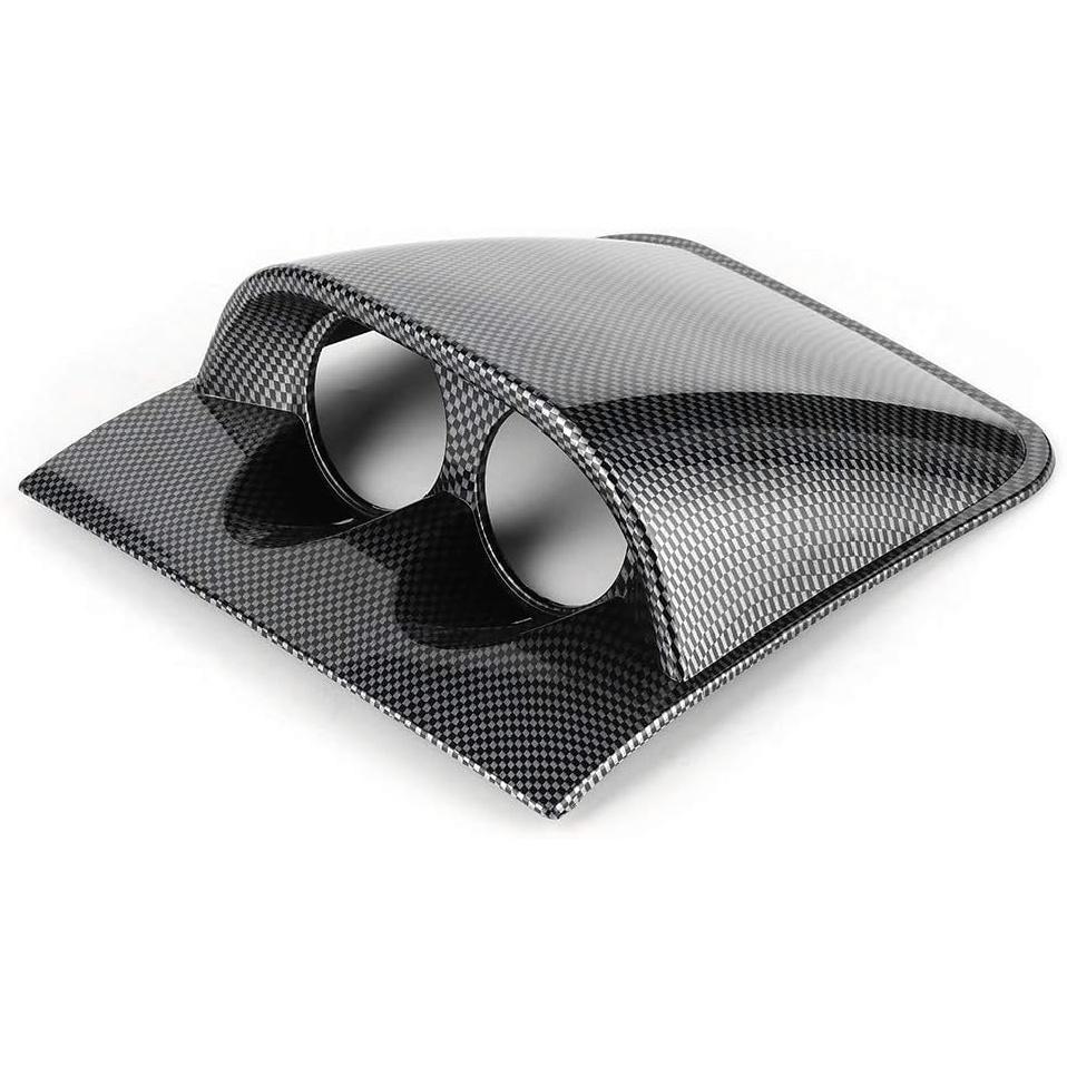 KIMISS 2in Dual Gauge Dash Pod, Dash Gauge Pod Dual Hole Car Meter Mount Holder Bracket Universal Auto Accessory (Carbon Fiber)