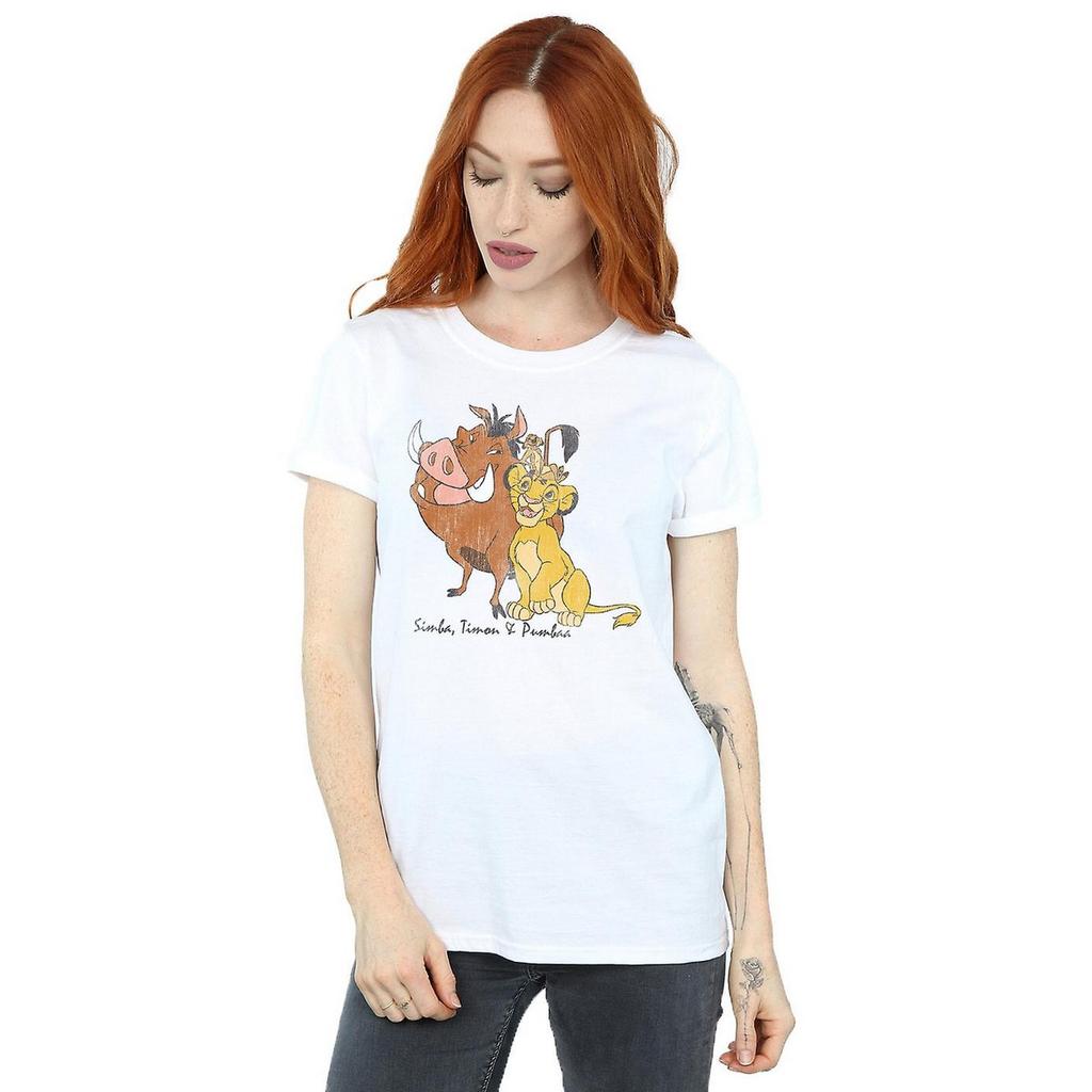 The Lion King Womens/Ladies Classic Simba Timon & Pumbaa Cotton Boyfriend T-Shirt