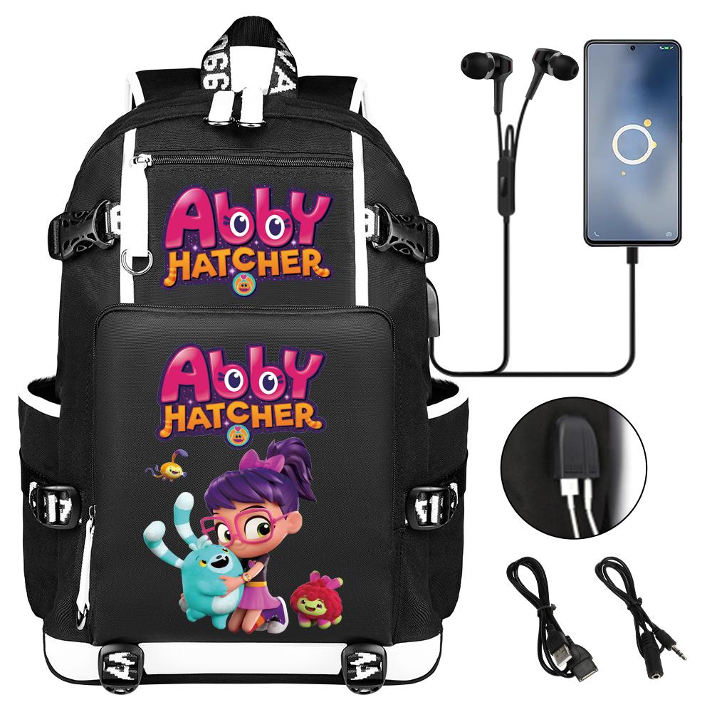 Abby Hatcher Large Size Children Orthopedic School Backpack for Teen Boys Students With Headphone Extension Cable and Charging Extension Cable