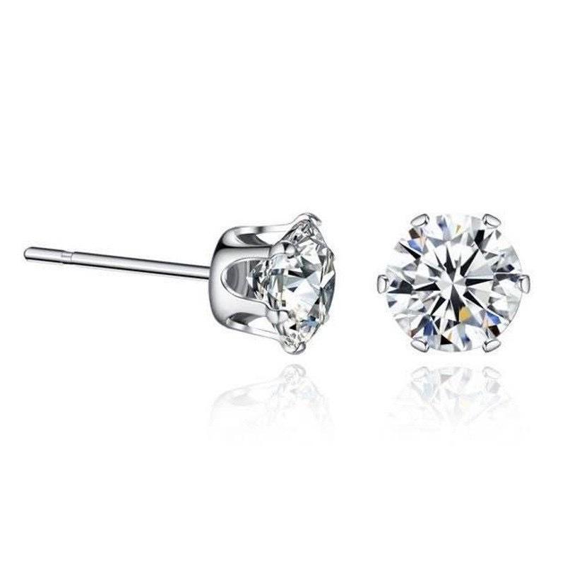 Beixi S925 Sterling Silver Zirconia Stud Earrings: Simple, Elegant, and Exquisite Japanese-Korean Design for Women.