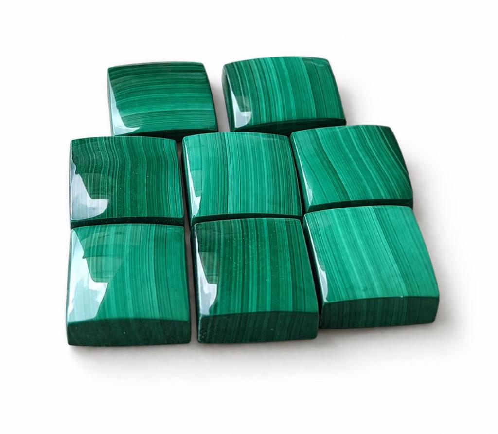 AAA+ Natural Malachite Square Briolette Cabochon Calibrated Gemstone | Green Banded Malachite Loose Stone for Jewelry Making