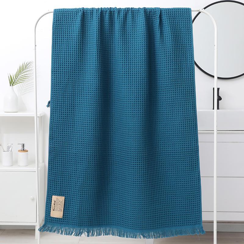 Pure Cotton 90x180 Waffle Weave Tassel Bath & Beach Towel Shawl - Honeycomb Design, No Shed Gauze.