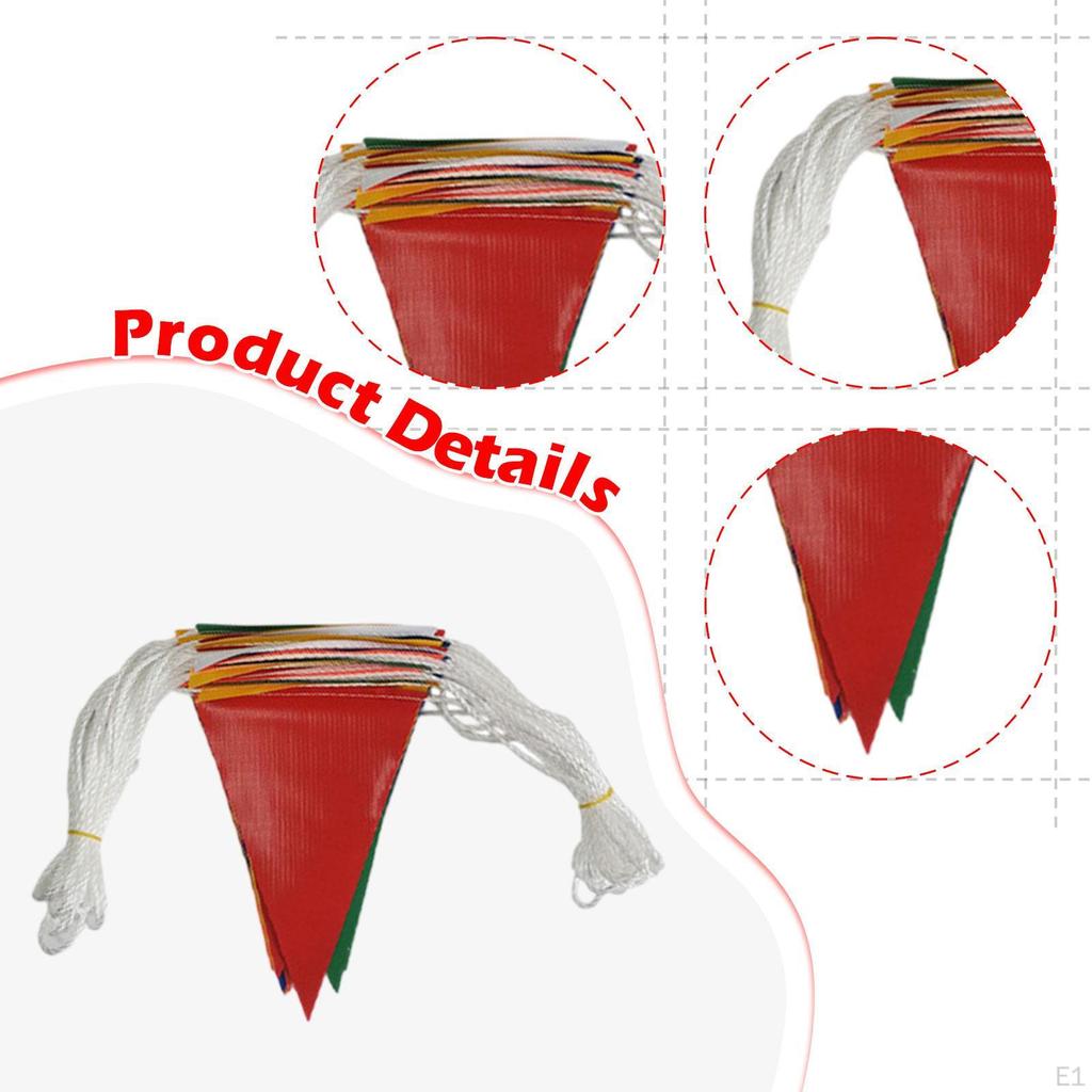 Wimpelkette Girlande 30M Wasserdicht Wiederverwendbar Dreiecksflaggen Mehrfarbig für Festival Klassenzimmer Zuhause