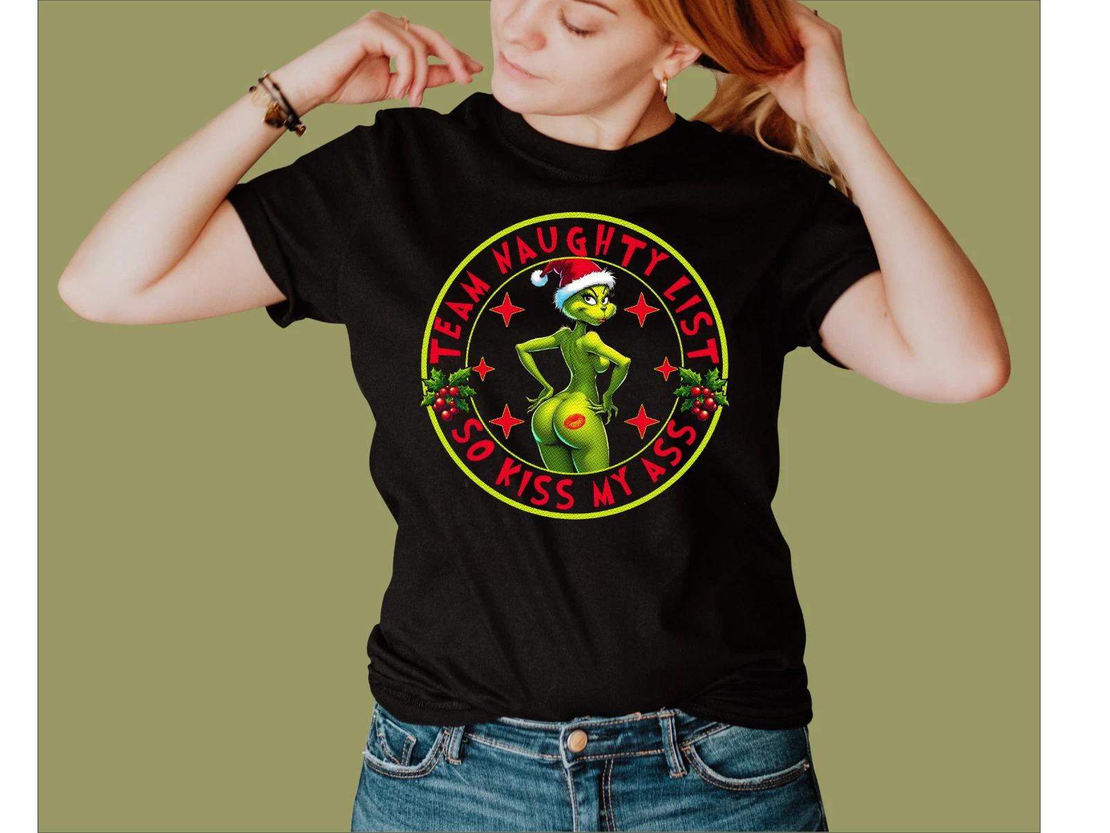 XMAS NAUGHTY LIST KISS MY ASS T-SHIRT M