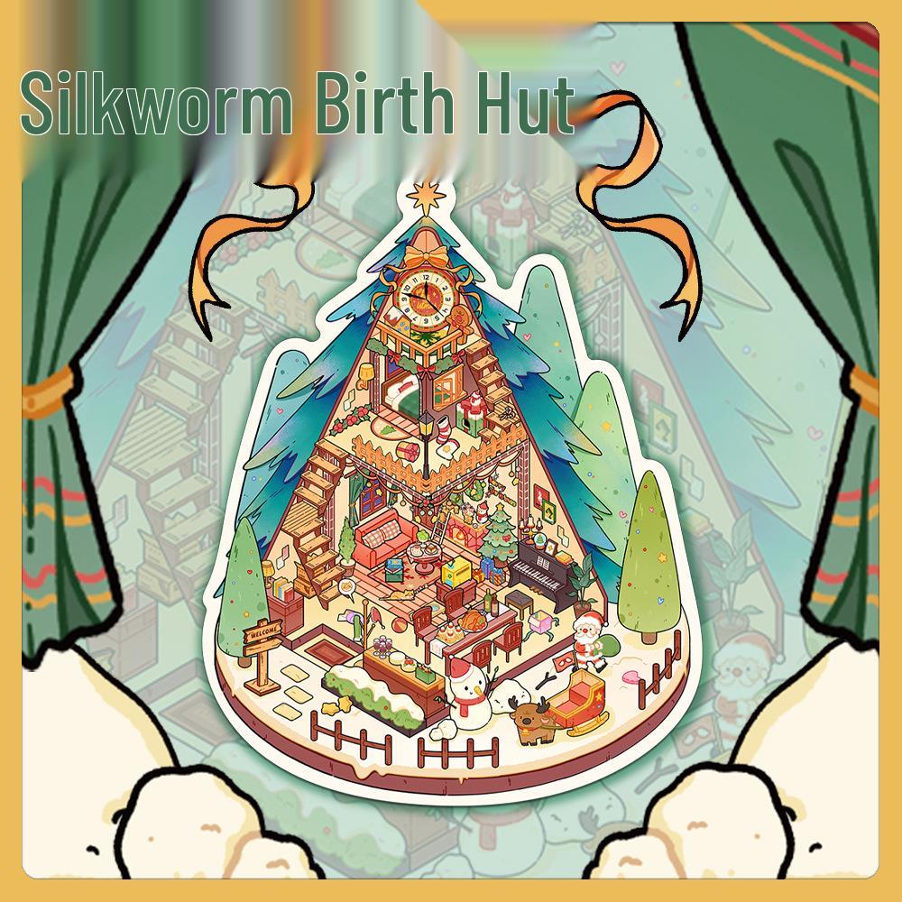 Mini Shrinking World Christmas Cabin Scenery PET Transparent Sticker