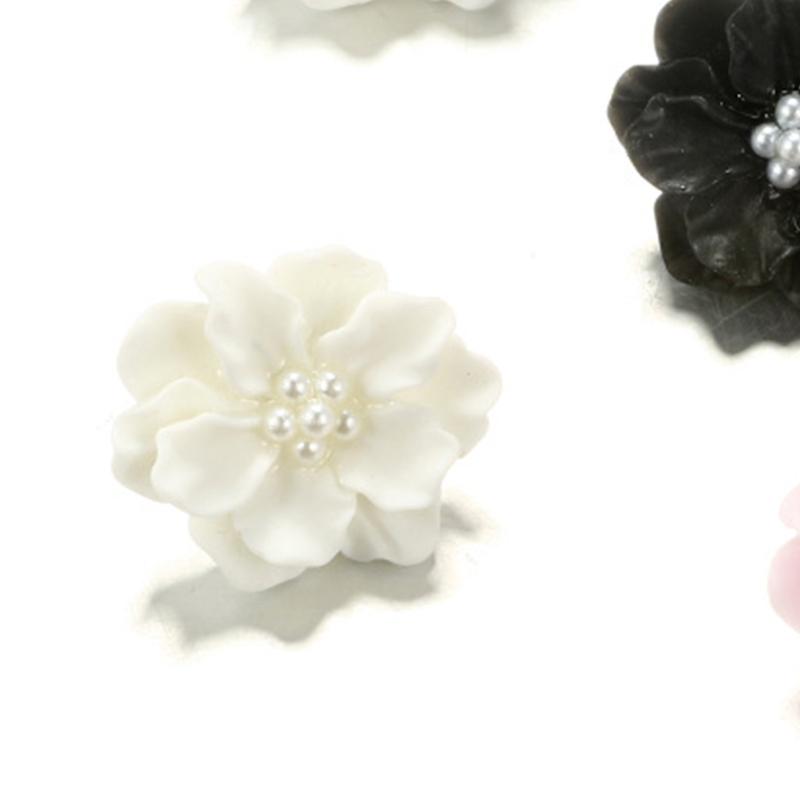 1 Pair Big Orange Pink White Yellow Camellia Flower Earrings for Women Elegant Gift Ear Studs Jewelry Durable and Useful