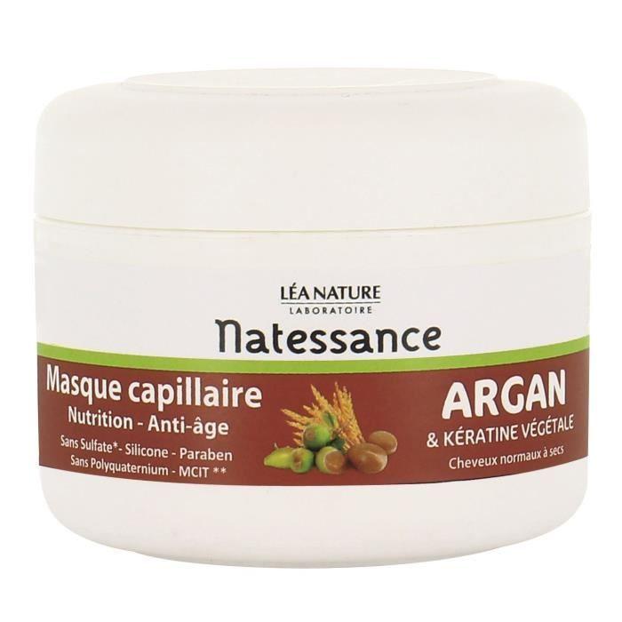 Masque capillaire - NATESSANCE - Nutrition Anti-âge - Argan - Kératine Végétale - 200ml