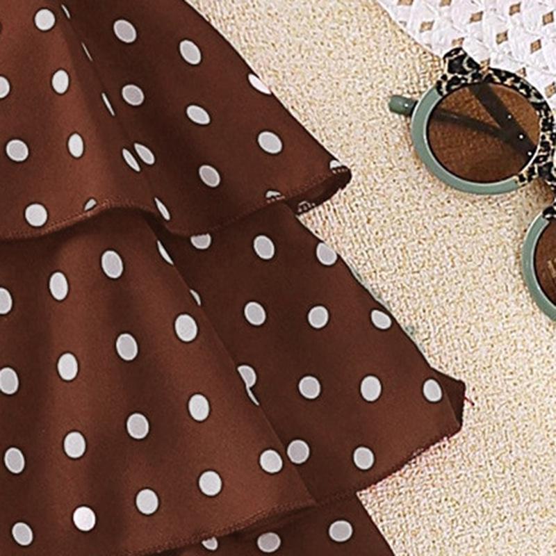 2026 Frühling/Sommer Retro Gepunktetes Träger-Prinzessinnenkleid für Mädchen