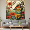 Colorful Butterfly on Floral Meadow Patterned tapestry for bedroom and living room home decor