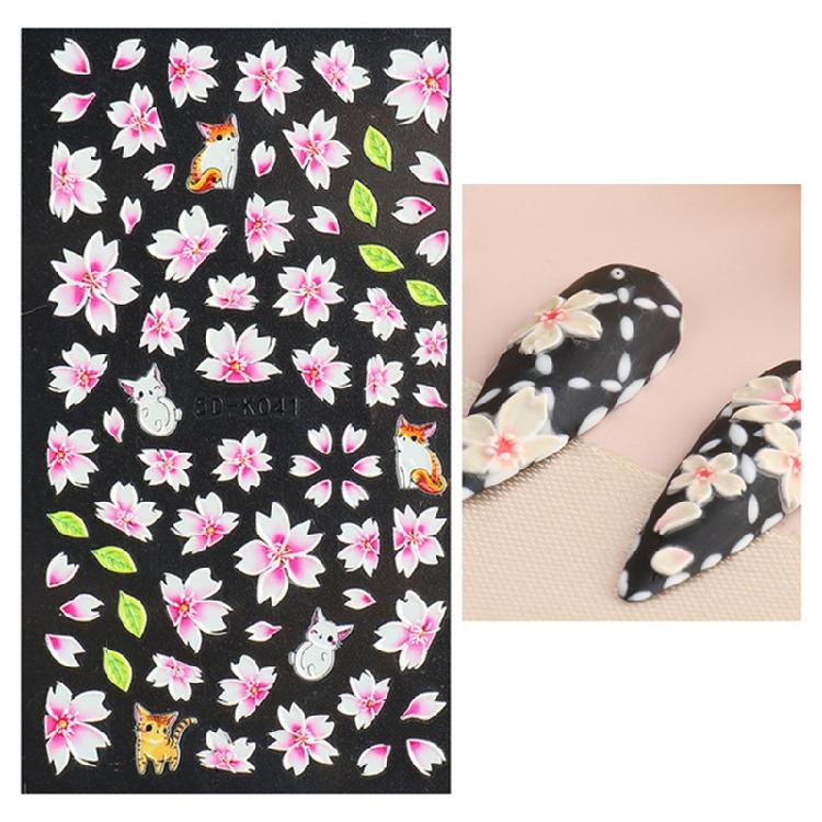 Embossed Flower Nail Sticker Self-adhesive 5D Art Embossed Nail Stickers Flower