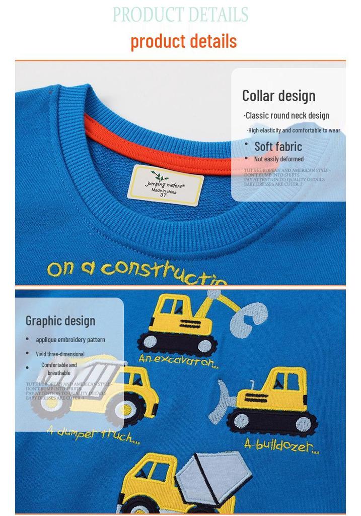 Kinder Cartoon Auto Bestickter Pullover Hoodie für Jungen & Mädchen - Frühling/Herbst 2026 Kollektion