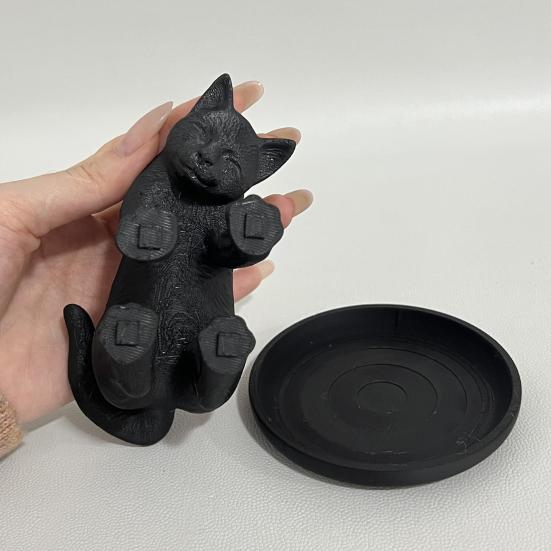 Schwarze Katze Schmuckablage 3D-gedruckte Kaninchen Aufbewahrungsablage Mehrzweck Schmuck Kleinkram Schlüssel Halter Organizer Desktop Dekoration