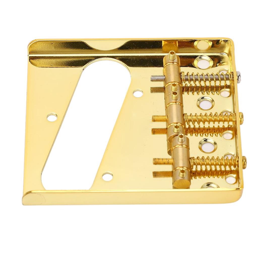 Electric Guitar Bridge Vintage Style 3 Steel Saddle Pass Through for Telecaster 54mm Gold