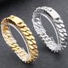 316L Stainless Steel 12MM Width Cuban Chain Bracelet for Men Hiphop Men's Bracelets With CZ Birthday Jewelry Gifts for Boyfriend