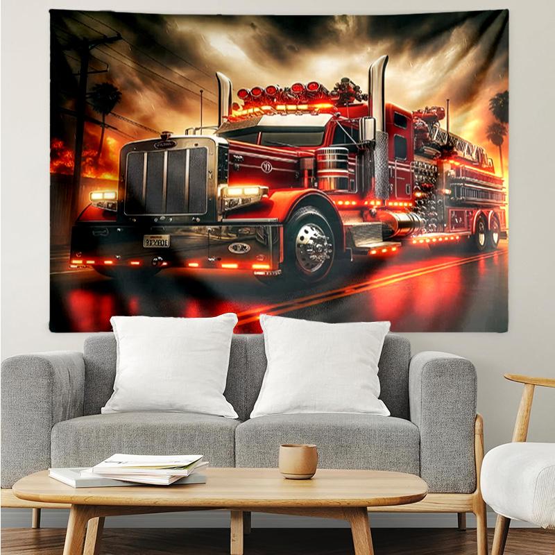 Nighttime Truck Drive Tapestry Hanging for Bedroom,Livingroom, Playroom,Decor Art Room Wall Tapestry Holiday and Birthday Gifts
