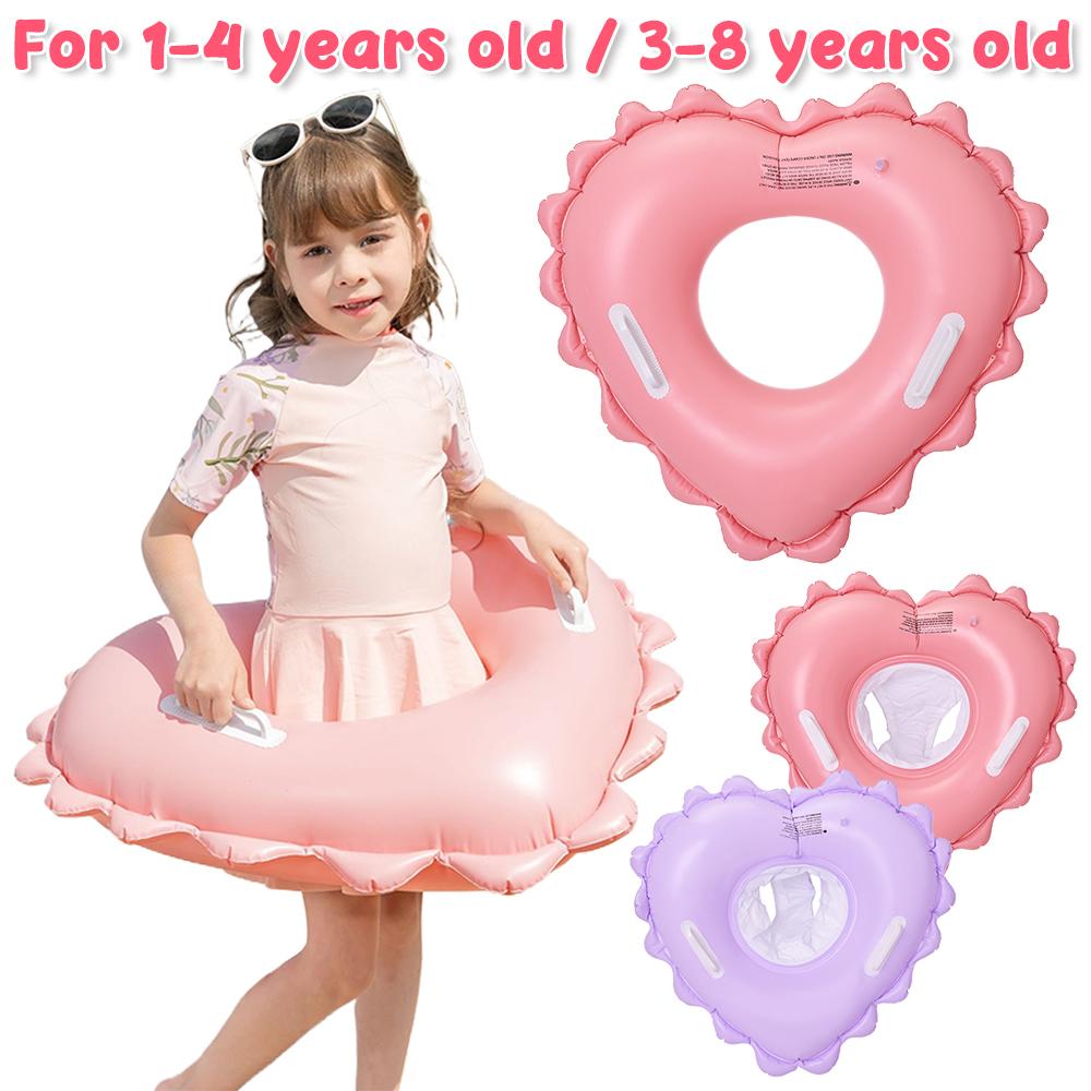 Heart Shape Baby Swimming Ring Seat Swim Ring Tube with Handle Inflatable Pool Toys Swim Ring for Kids Toddles Swim Circle Float